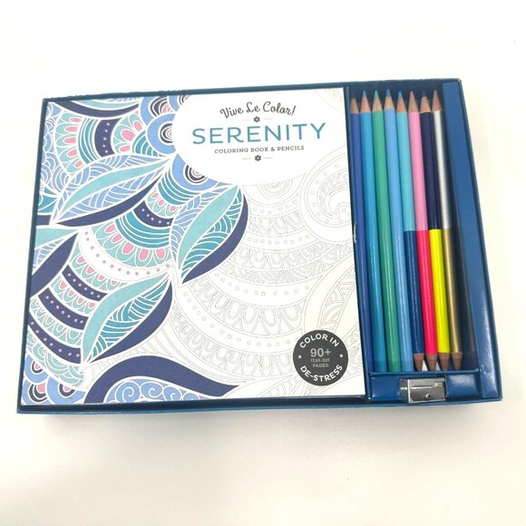 Vive Le Color! Serenity Adult Coloring Book & Pencils, Color Therapy Kit - Picture 2 of 14